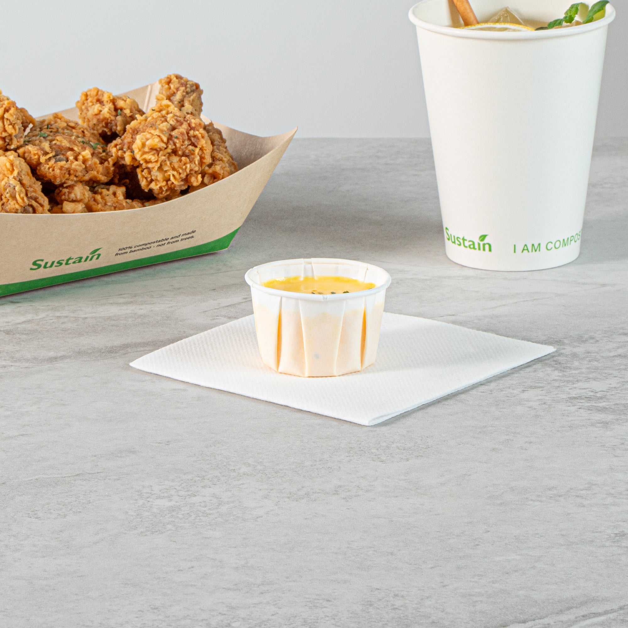 Sustain 2 oz White Paper Portion Cup - Compostable - 2000 count box