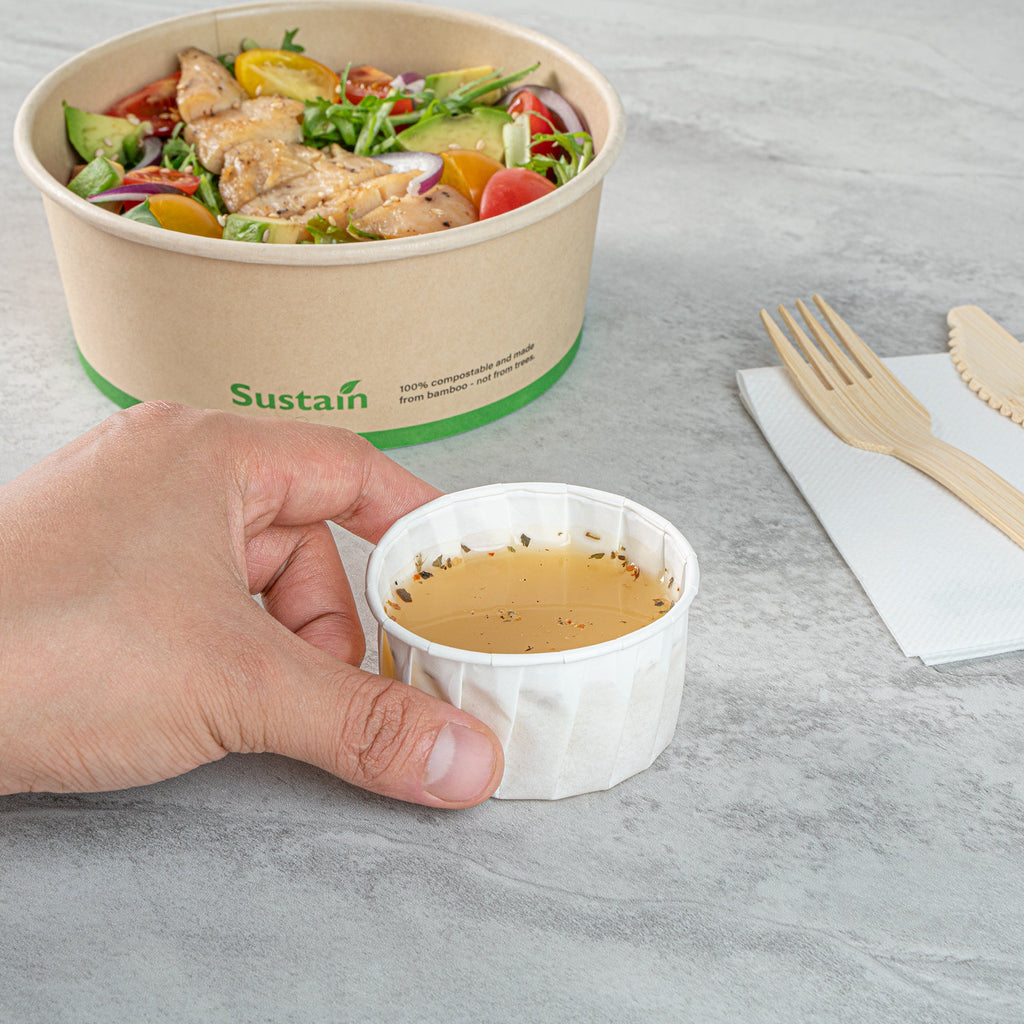 Sustain 3.25 oz White Paper Portion Cup - Compostable - 100 count box