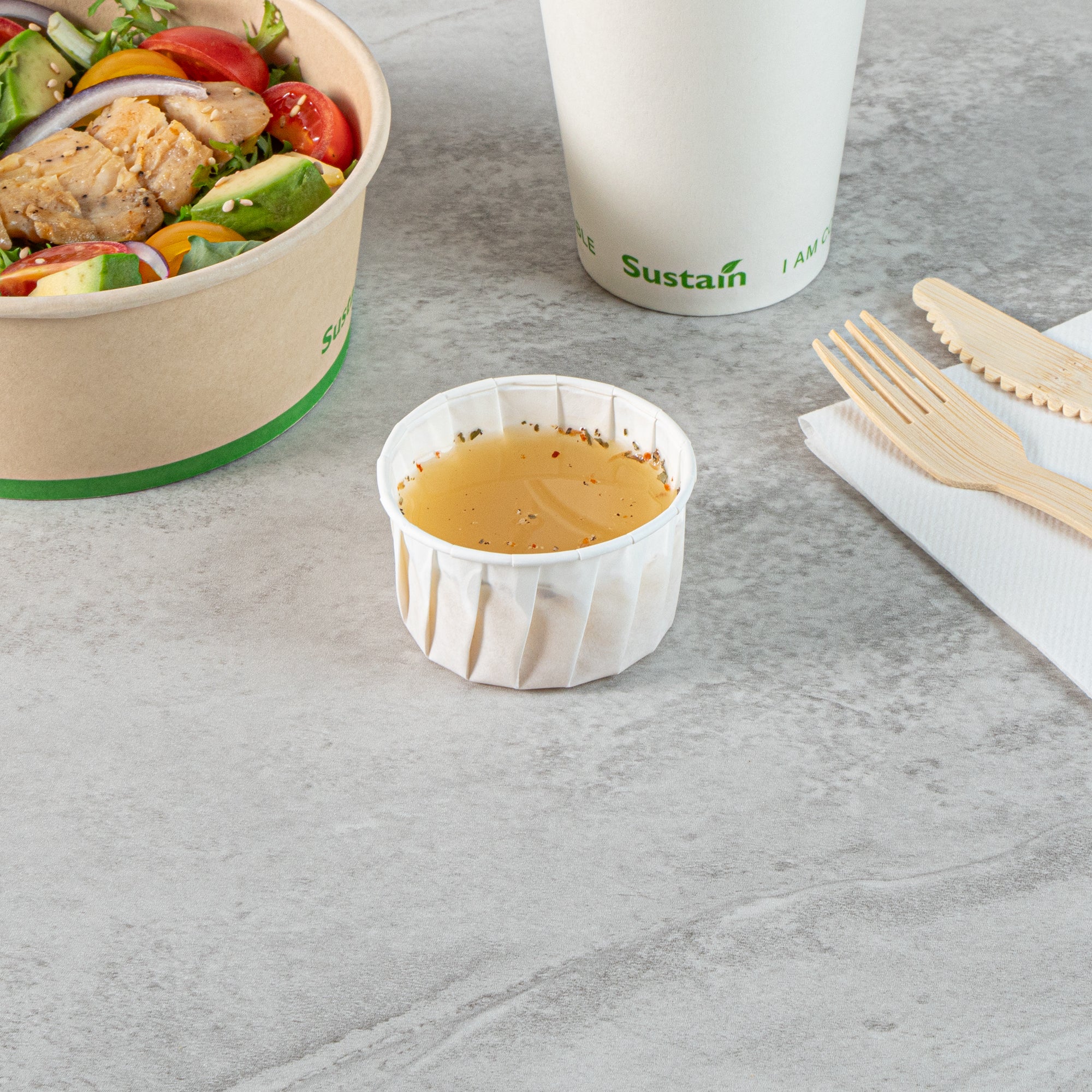 Sustain 3.25 oz White Paper Portion Cup - Compostable - 2000 count box