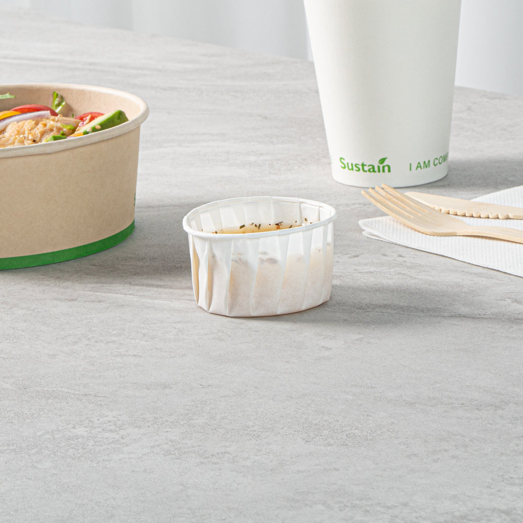 Sustain 3.25 oz White Paper Portion Cup - Compostable - 2000 count box