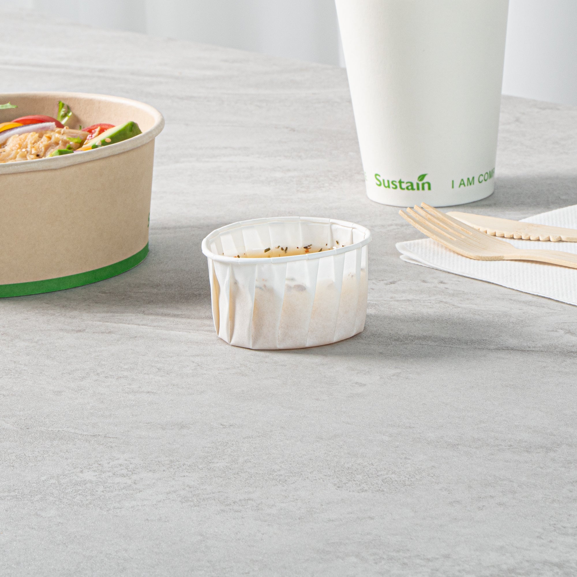 Sustain 3.25 oz White Paper Portion Cup - Compostable - 2000 count box