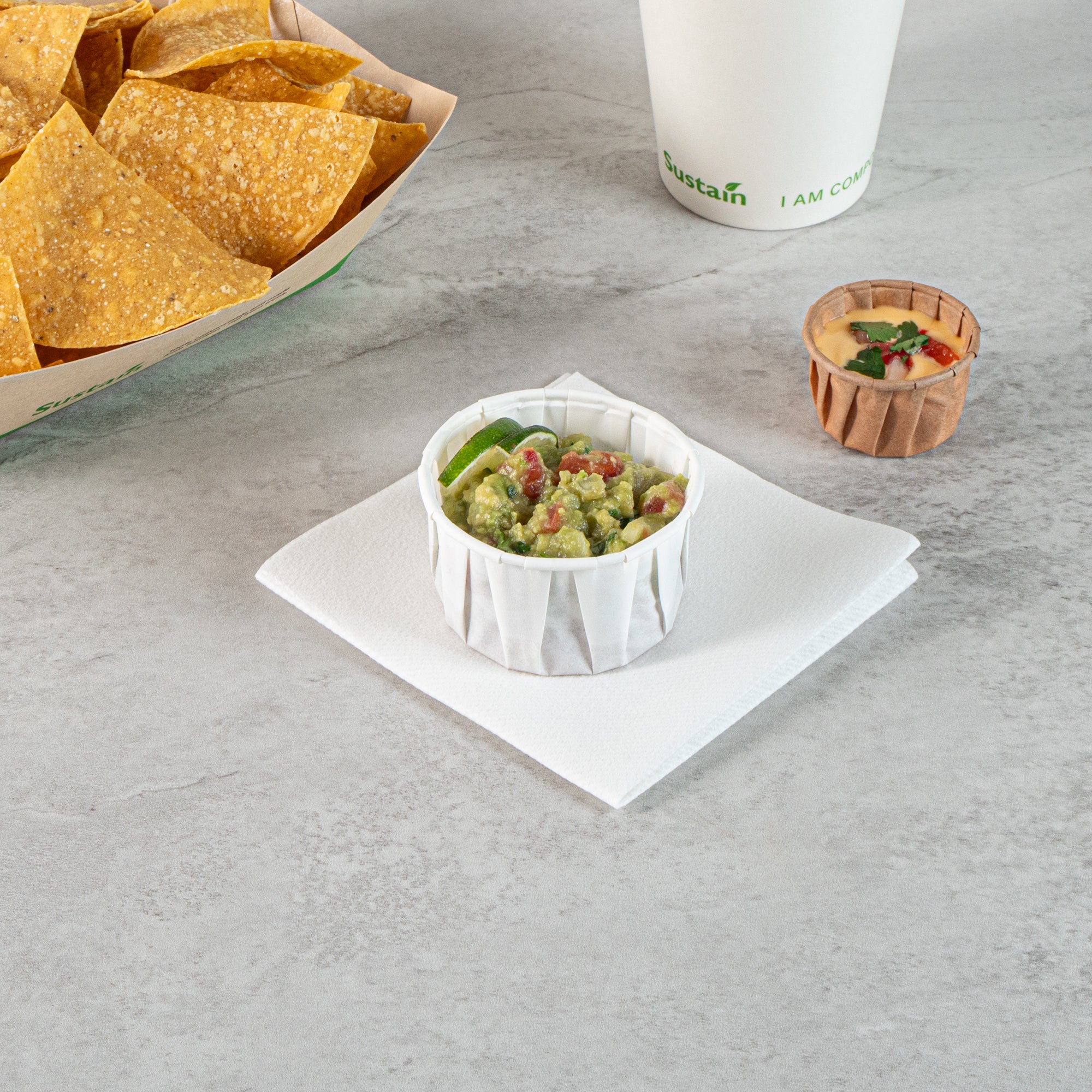 Sustain 4 oz White Paper Portion Cup - Compostable - 100 count box