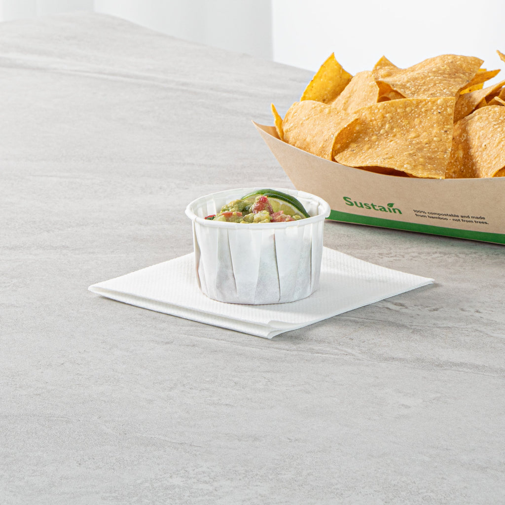 Sustain 4 oz White Paper Portion Cup - Compostable - 2000 count box