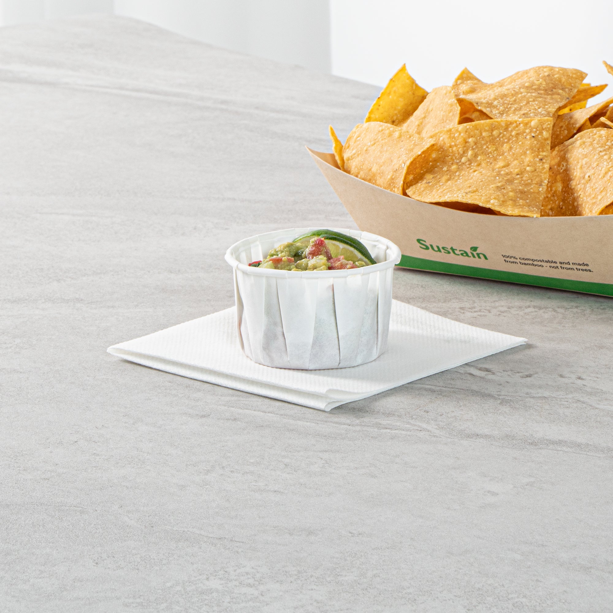 Sustain 4 oz White Paper Portion Cup - Compostable - 2000 count box