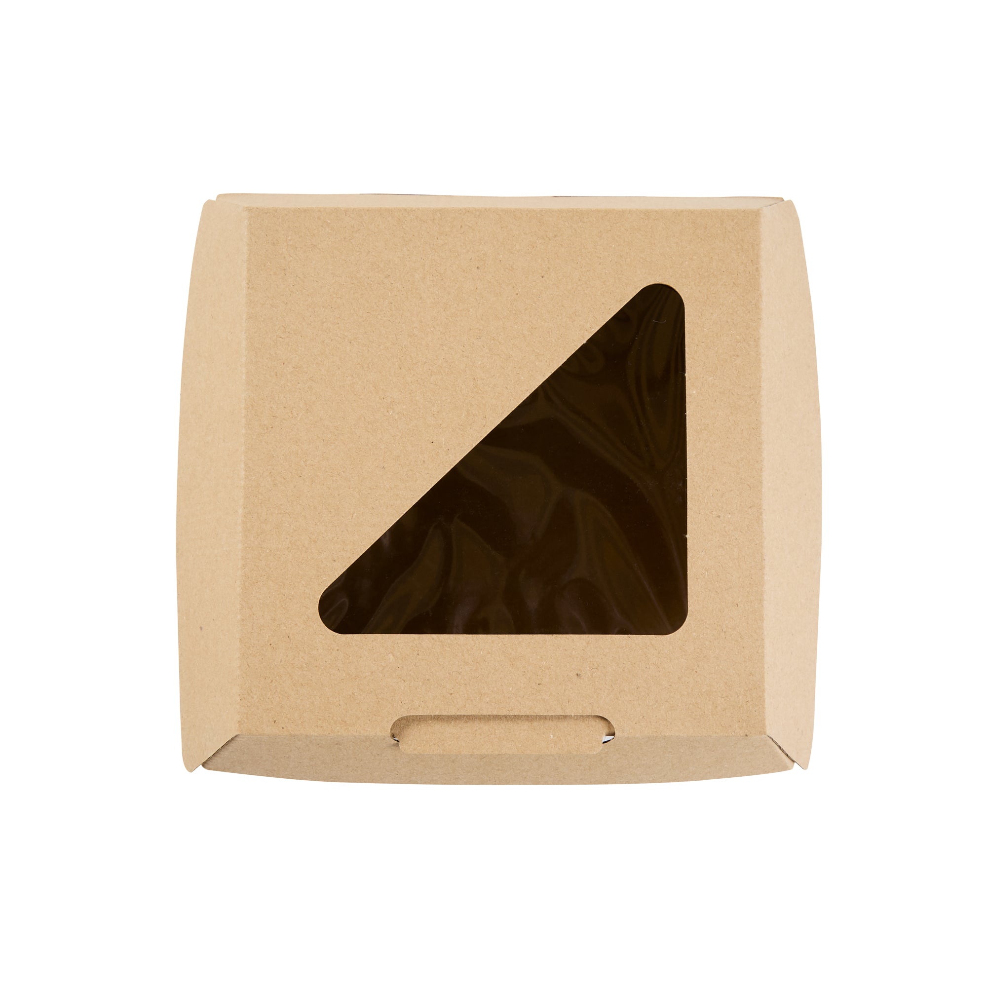 Eco Tek Kraft Paper Corrugated Burger Box - with PLA Window - 5 1/2" x 5 1/2" x 2 3/4" - 100 count box