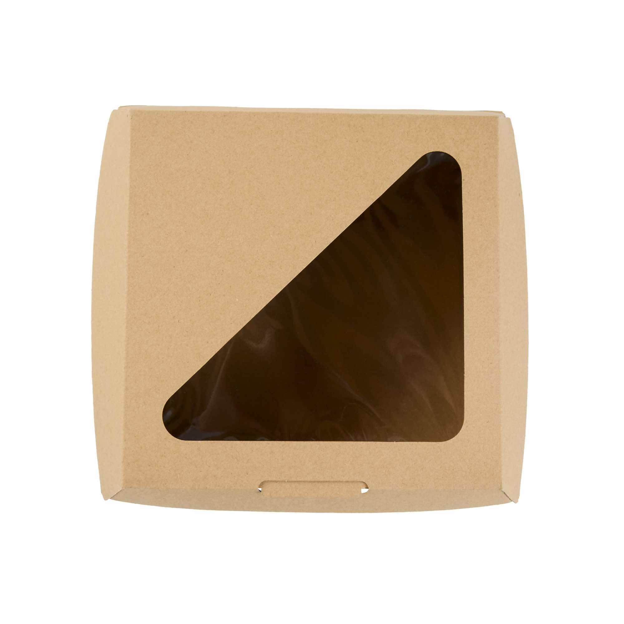 Eco Tek Rectangle Kraft Paper Corrugated Clamshell Container - with PLA Window - 8" x 8" x 3 1/4" - 50 count box