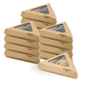 Eco Tek Kraft Paper Corrugated Pizza Slice Box - Clamshell, with PLA Window - 8 1/4" x 9 1/4" x 2" - 100 count box