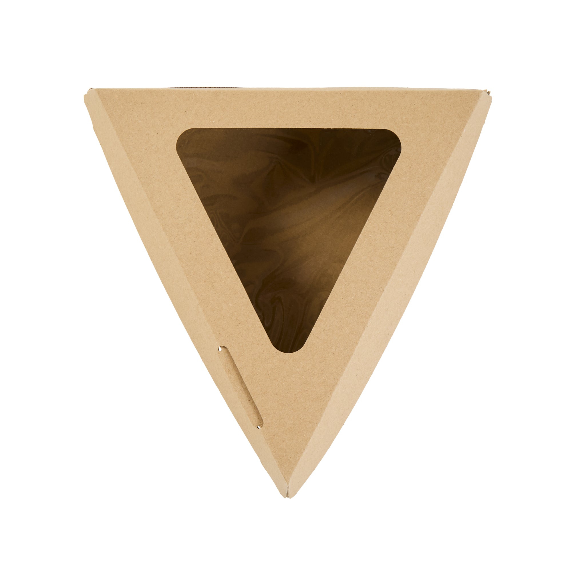 Eco Tek Kraft Paper Corrugated Pizza Slice Box - Clamshell, with PLA Window - 8 1/4" x 9 1/4" x 2" - 100 count box