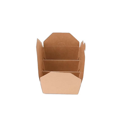 Bio Tek Kraft Paper Taco Take Out Container - 3 Compartments - 7 1/2" x 5 1/2" x 2" - 100 count box