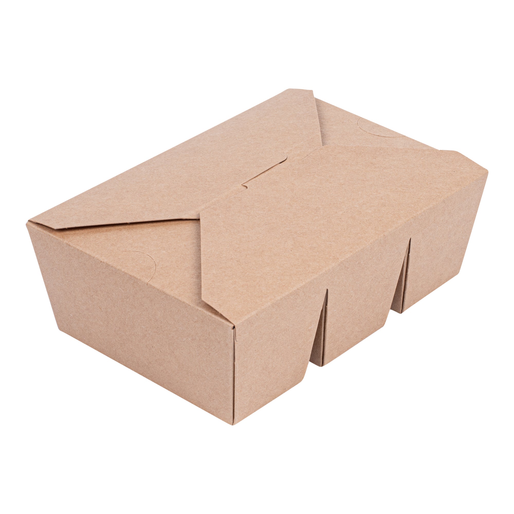 Bio Tek Kraft Paper Taco Take Out Container - 3 Compartments - 7 1/2" x 5 1/2" x 2" - 100 count box