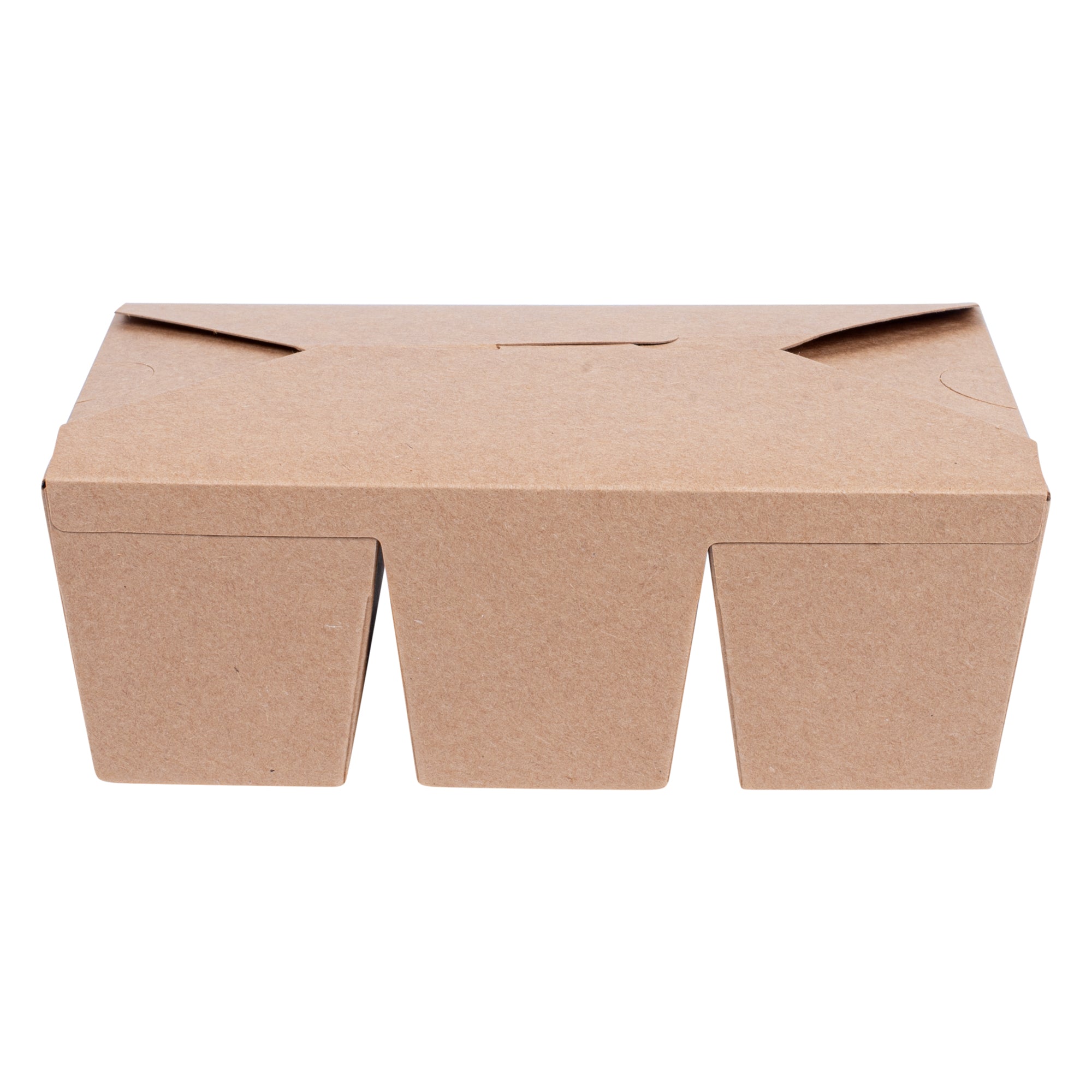 Bio Tek Kraft Paper Taco Take Out Container - 3 Compartments - 7 1/2" x 5 1/2" x 2" - 100 count box