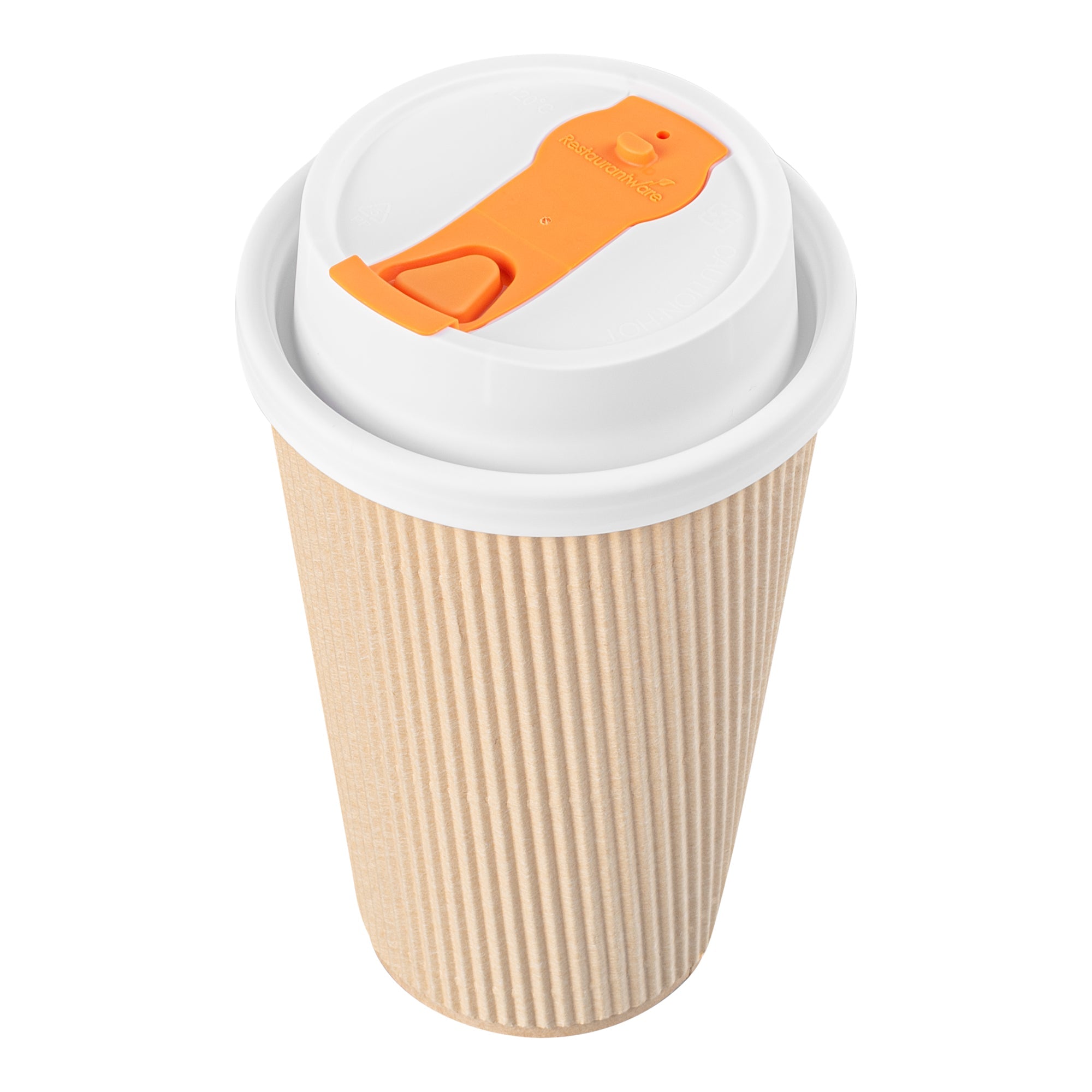 Restpresso White Plastic Lid - with Hinged Spout Cover, Fits 8, 12, 16 and 20 oz Coffee Cups - 25 count box