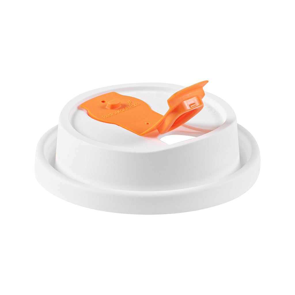 Restpresso White Plastic Lid - with Hinged Spout Cover, Fits 8, 12, 16 and 20 oz Coffee Cups - 25 count box