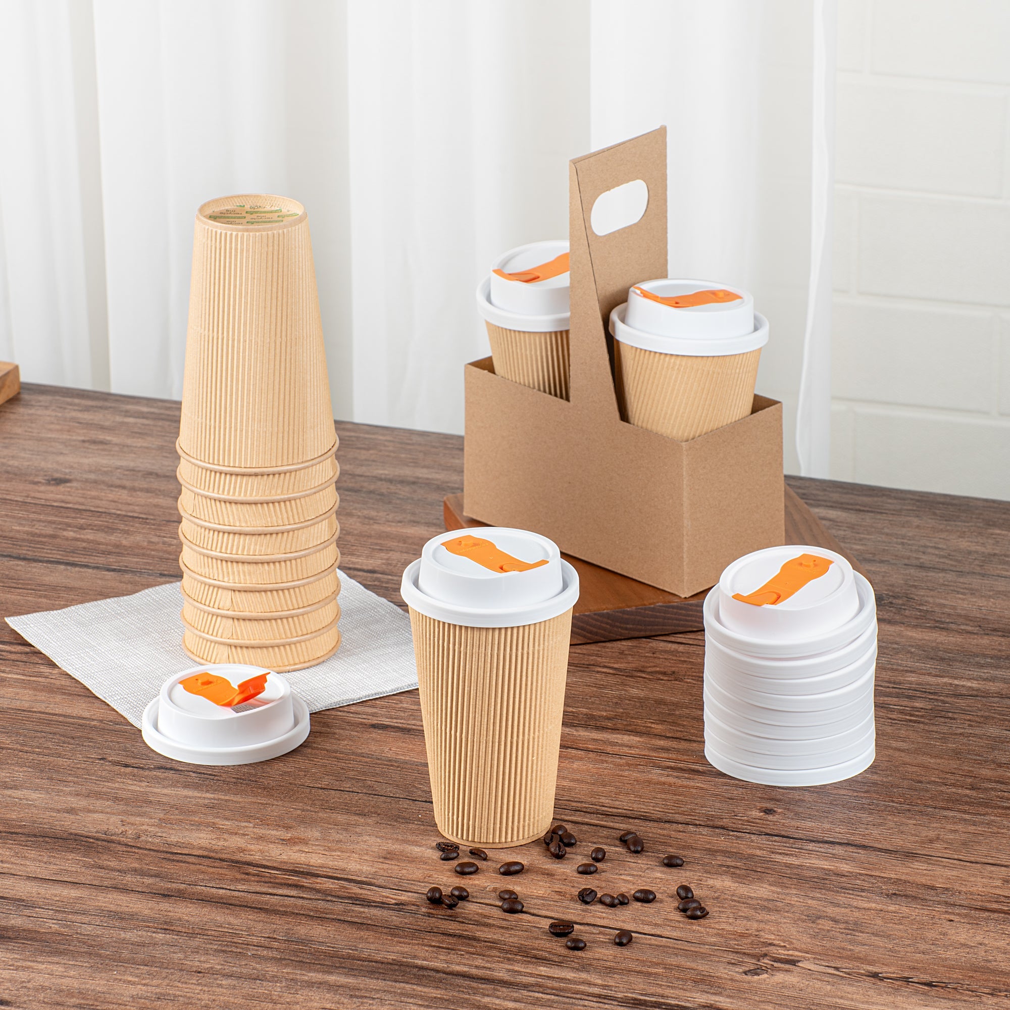 Restpresso White Plastic Lid - with Hinged Spout Cover, Fits 8, 12, 16 and 20 oz Coffee Cups - 25 count box