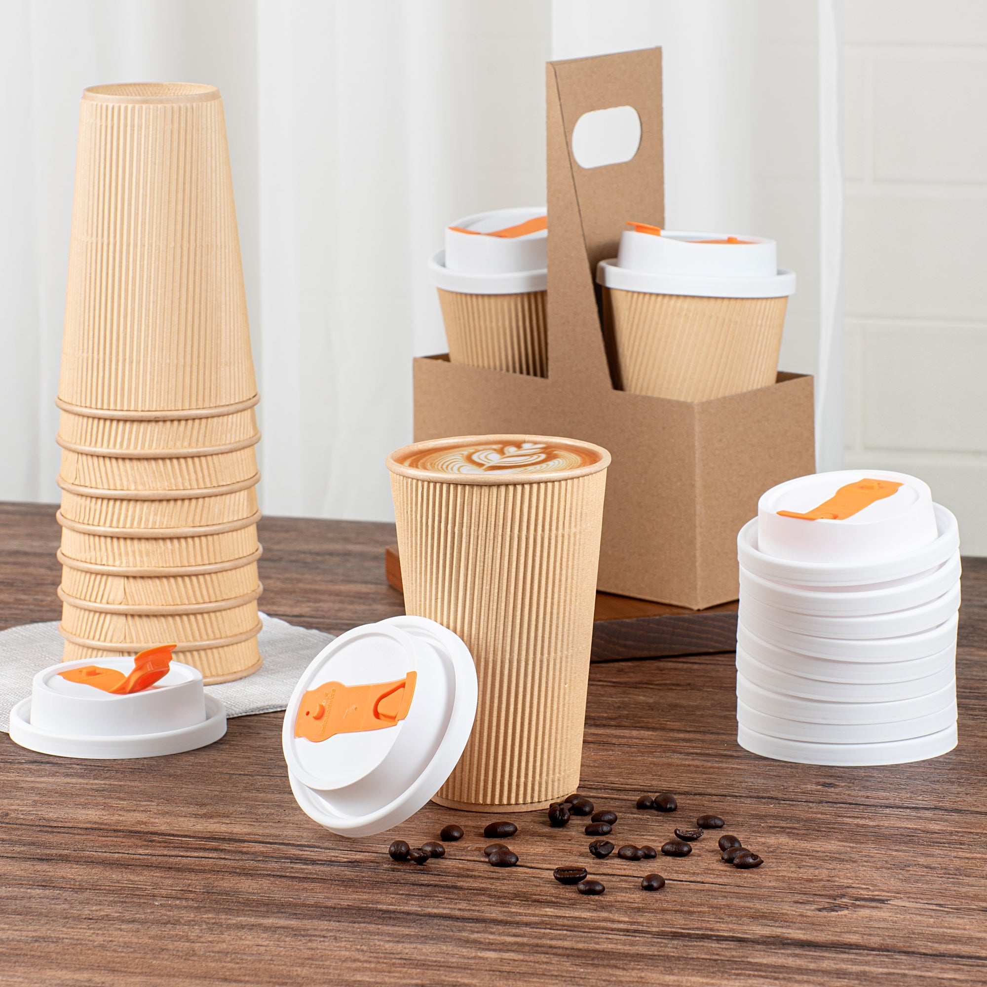 Restpresso White Plastic Lid - with Hinged Spout Cover, Fits 8, 12, 16 and 20 oz Coffee Cups - 500 count box