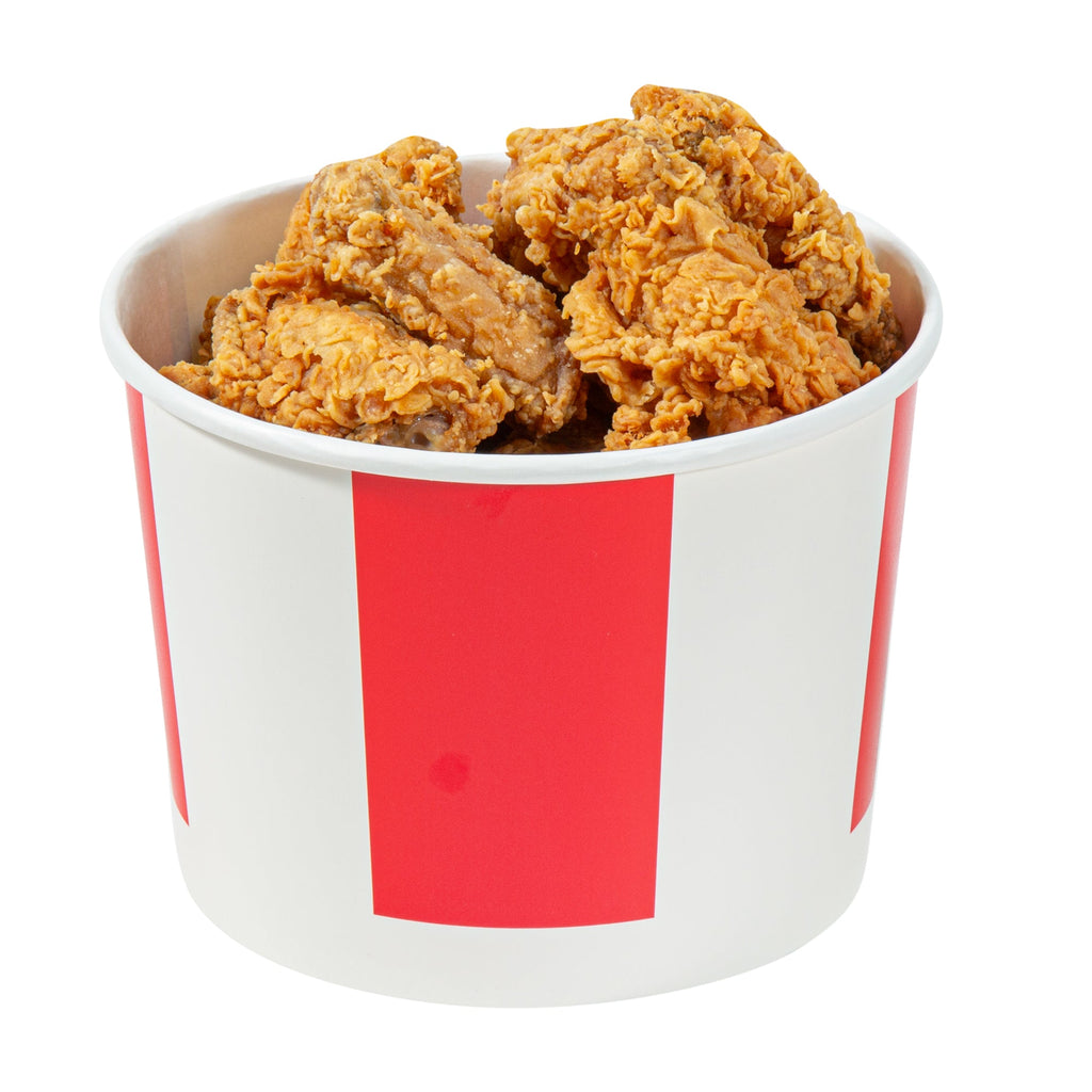 Bio Tek 64 oz Red and White Paper Chicken Bucket - with Lid - 25 count box