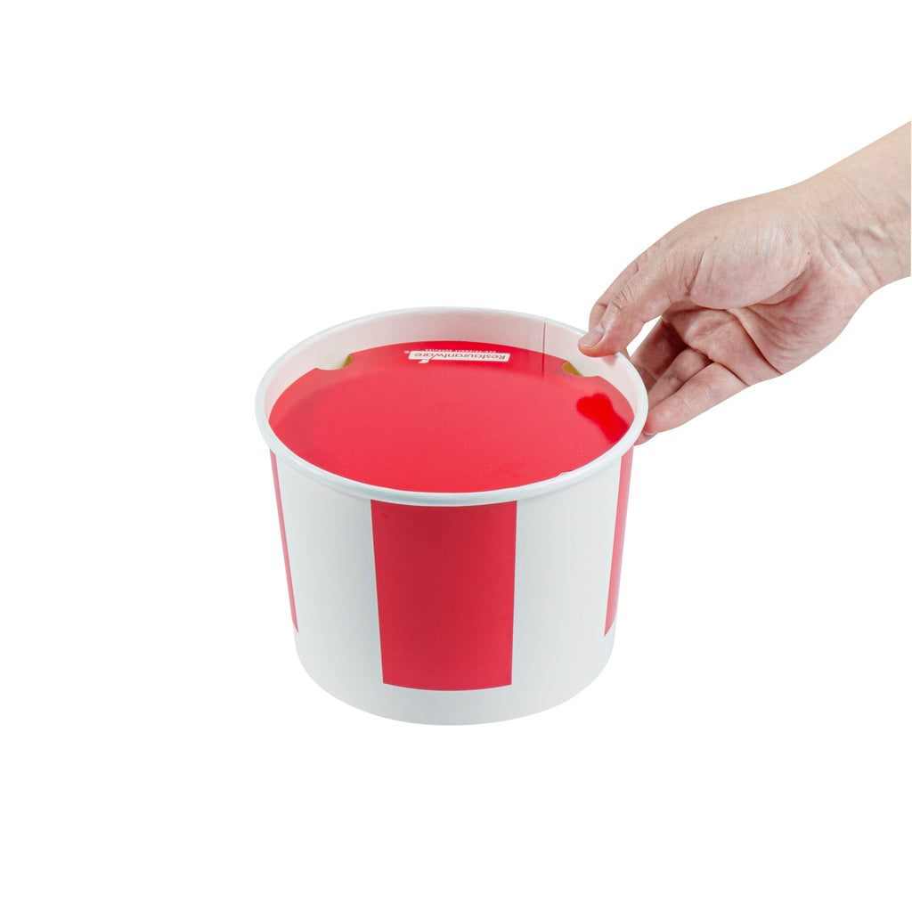 Bio Tek 64 oz Red and White Paper Chicken Bucket - with Lid - 25 count box