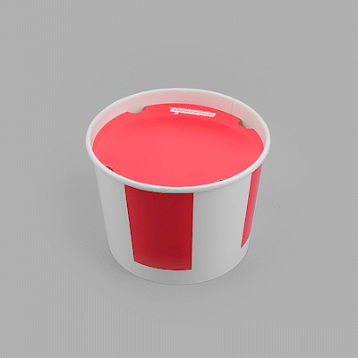 Bio Tek 64 oz Red and White Paper Chicken Bucket - with Lid - 25 count box
