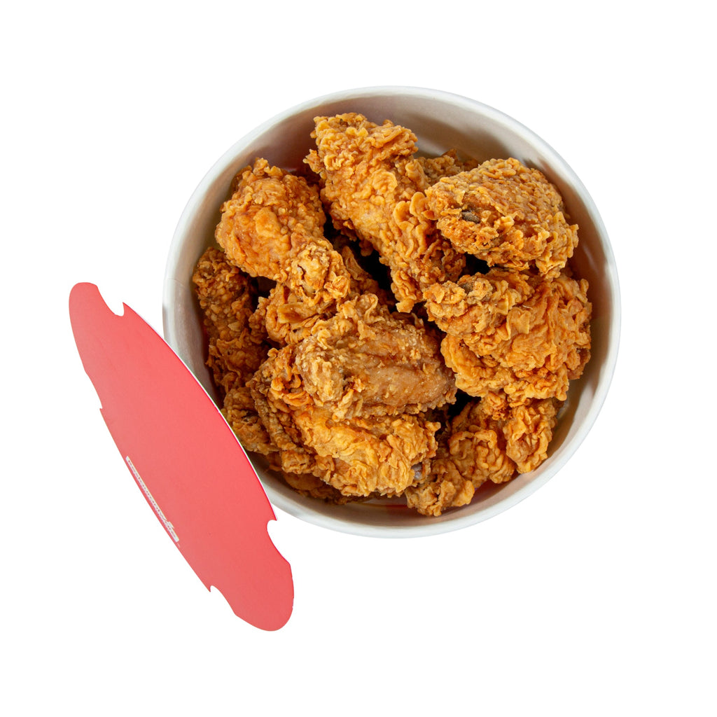 Bio Tek 64 oz Red and White Paper Chicken Bucket - with Lid - 100 count box