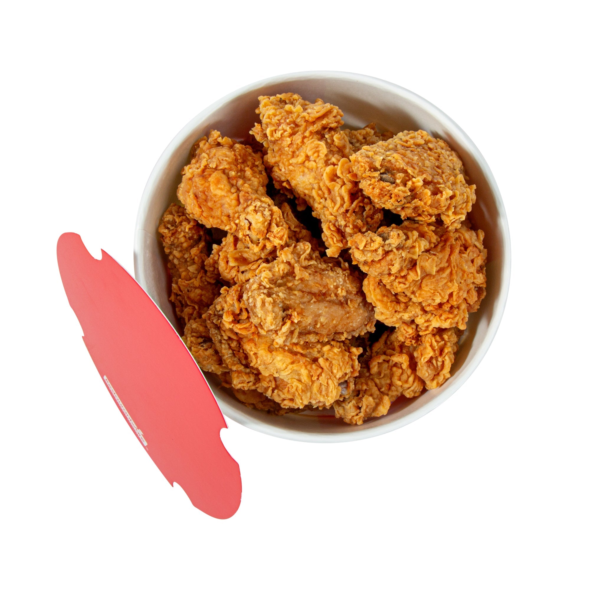 Bio Tek 64 oz Red and White Paper Chicken Bucket - with Lid - 100 count box