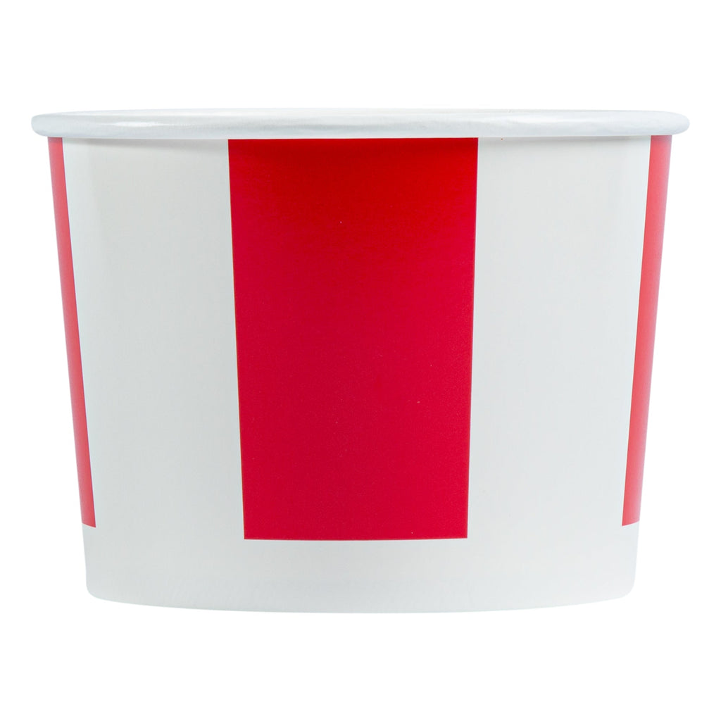 Bio Tek 64 oz Red and White Paper Chicken Bucket - with Lid - 100 count box