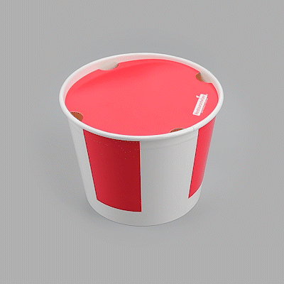 Bio Tek 85 oz Red and White Paper Chicken Bucket - with Lid - 25 count box