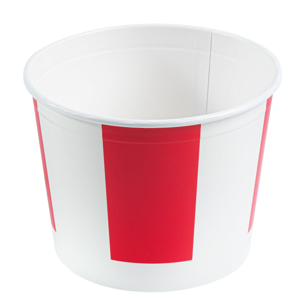 Bio Tek 85 oz Red and White Paper Chicken Bucket - with Lid - 25 count box