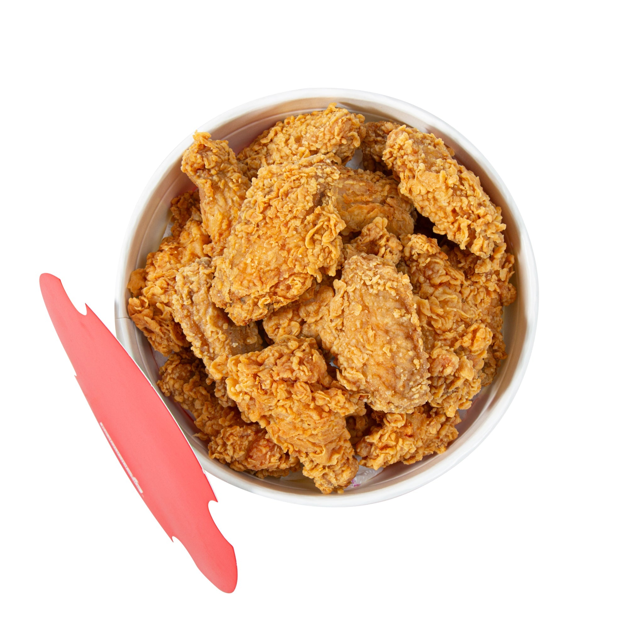 Bio Tek 85 oz Red and White Paper Chicken Bucket - with Lid - 100 count box