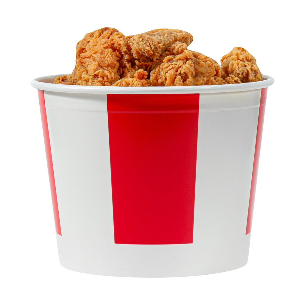 Bio Tek 85 oz Red and White Paper Chicken Bucket - with Lid - 100 count box