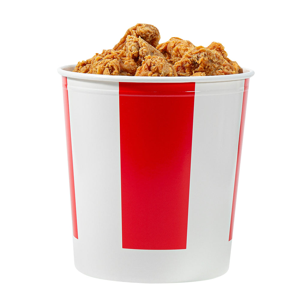 Bio Tek 130 oz Red and White Paper Chicken Bucket - with Lid - 25 count box