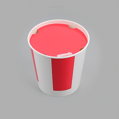 Bio Tek 130 oz Red and White Paper Chicken Bucket - with Lid - 25 count box