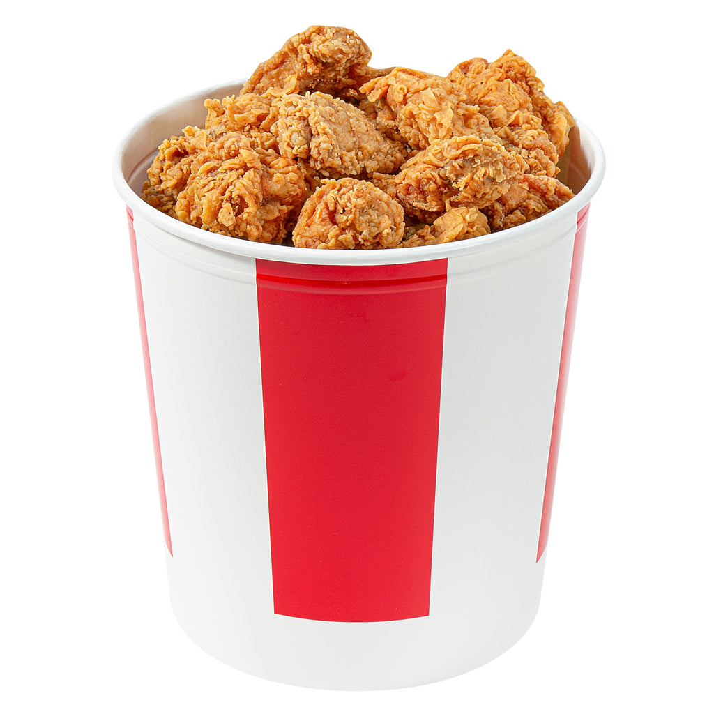 Bio Tek 130 oz Red and White Paper Chicken Bucket - with Lid - 100 count box