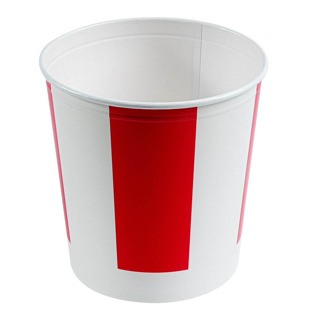 Bio Tek 130 oz Red and White Paper Chicken Bucket - with Lid - 100 count box