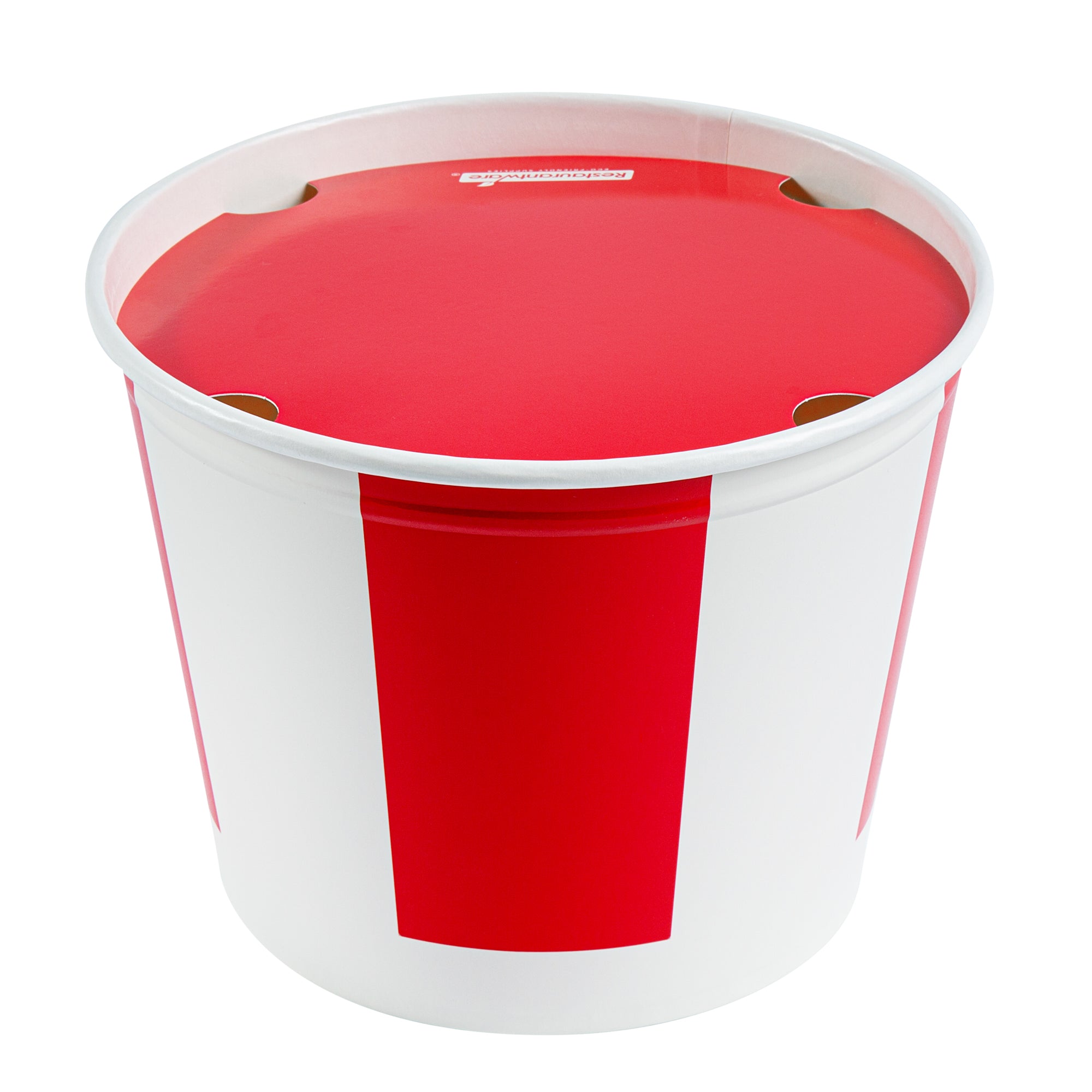 Bio Tek 150 oz Red and White Paper Chicken Bucket - with Lid - 25 count box