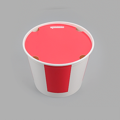 Bio Tek 150 oz Red and White Paper Chicken Bucket - with Lid - 25 count box