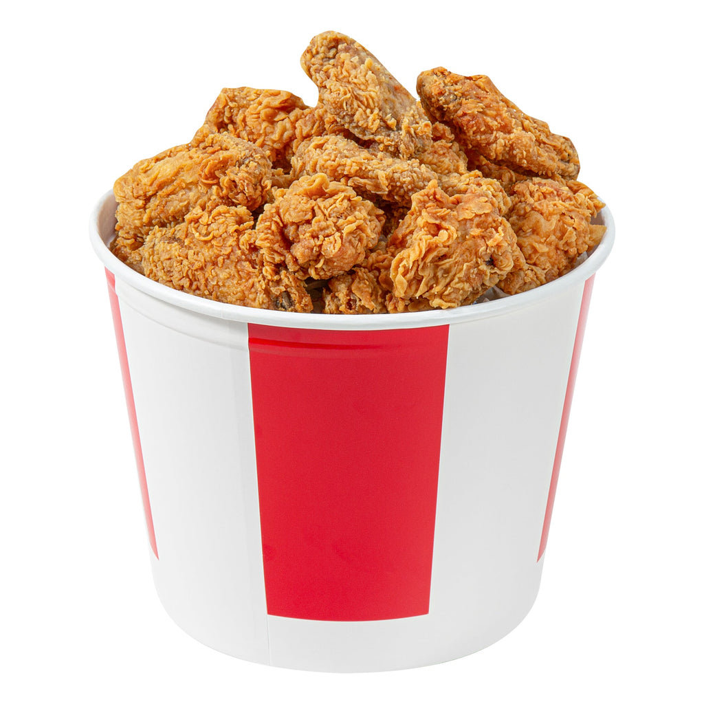 Bio Tek 150 oz Red and White Paper Chicken Bucket - with Lid - 100 count box