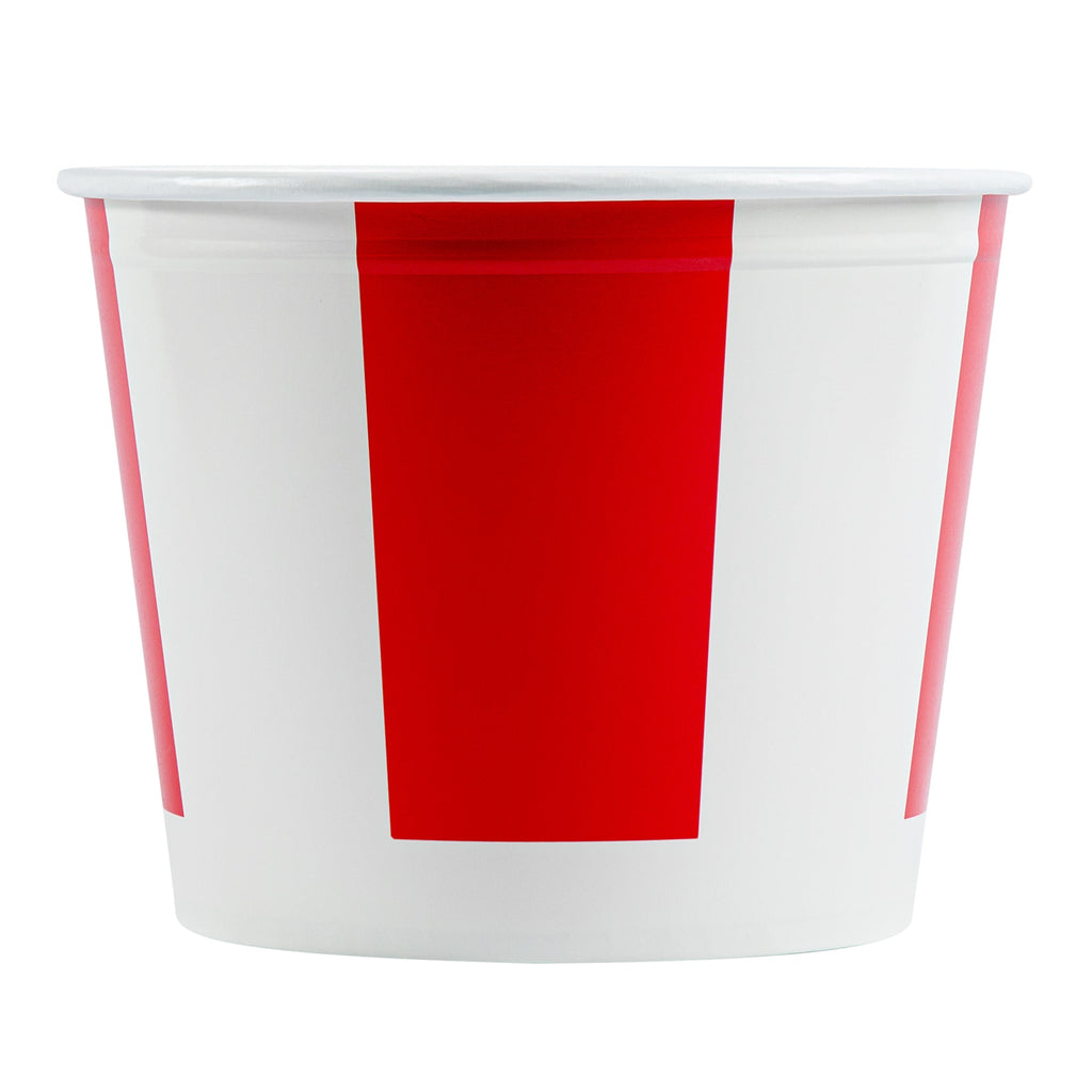 Bio Tek 150 oz Red and White Paper Chicken Bucket - with Lid - 100 count box