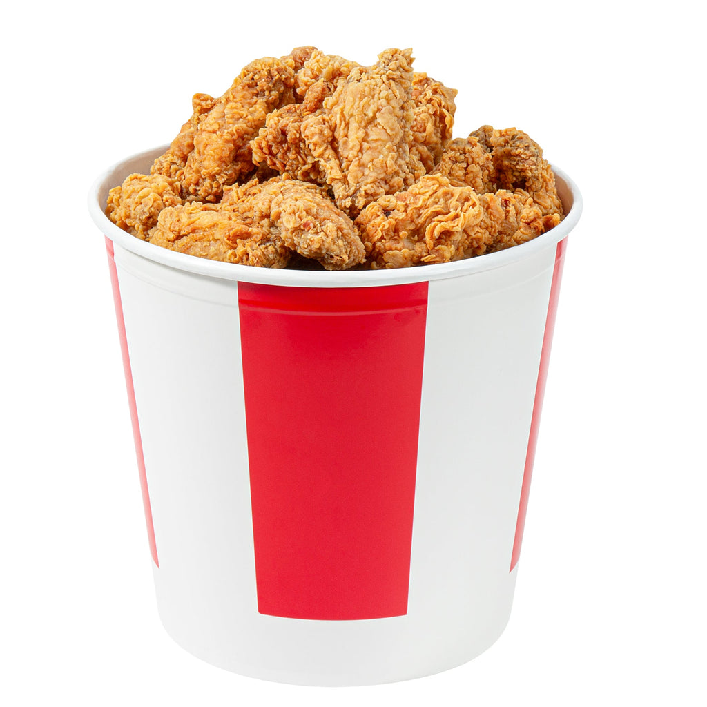 Bio Tek 170 oz Red and White Paper Chicken Bucket - with Lid - 25 count box