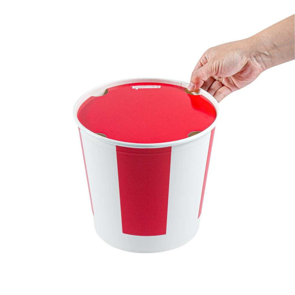 Bio Tek 170 oz Red and White Paper Chicken Bucket - with Lid - 25 count box