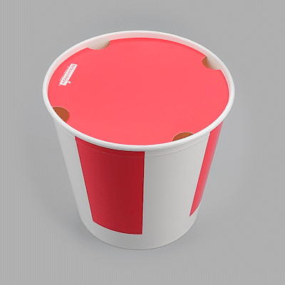 Bio Tek 170 oz Red and White Paper Chicken Bucket - with Lid - 25 count box