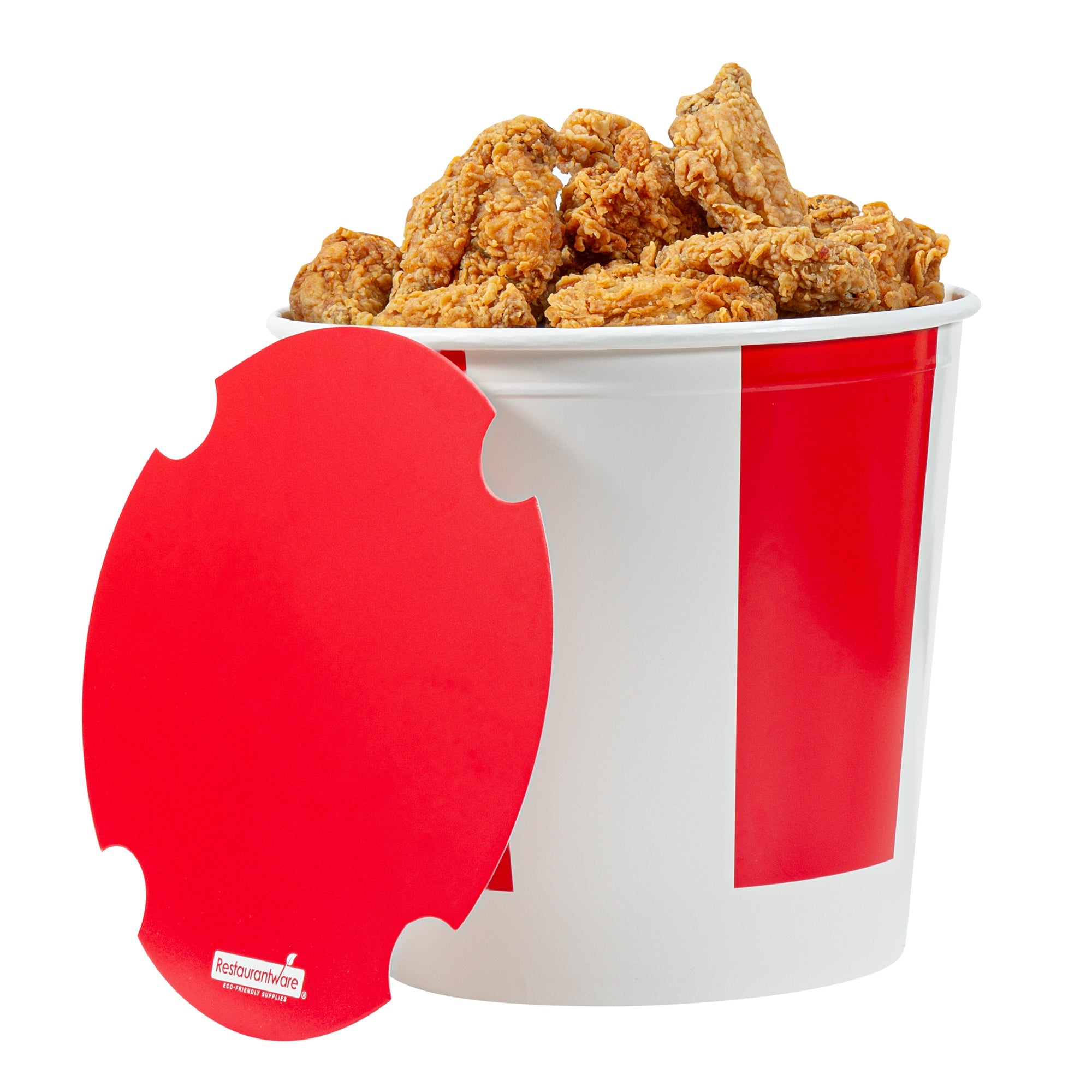 Bio Tek 170 oz Red and White Paper Chicken Bucket - with Lid - 100 count box