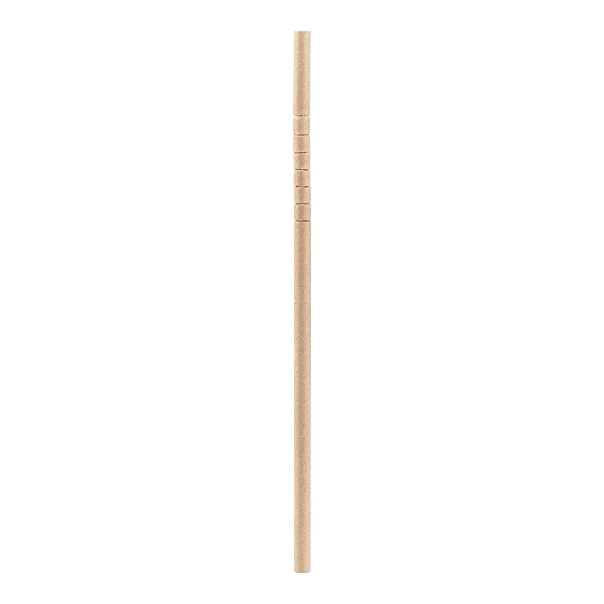 Basic Nature Kraft Paper Bendable Straw - Unwrapped, Biodegradable, 6 mm - 7 3/4" - 100 count box