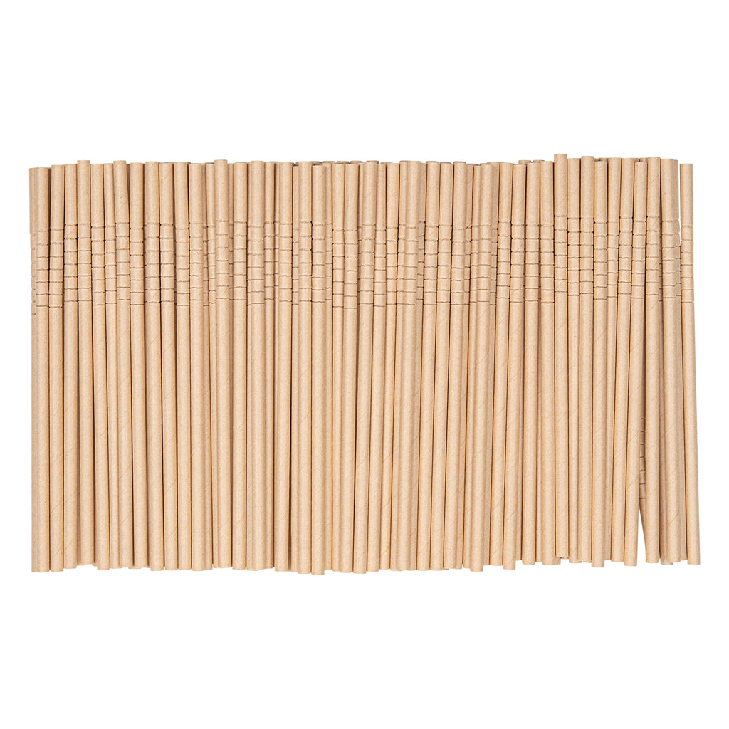 Basic Nature Kraft Paper Bendable Straw - Unwrapped, Biodegradable, 6 mm - 7 3/4" - 1000 count box