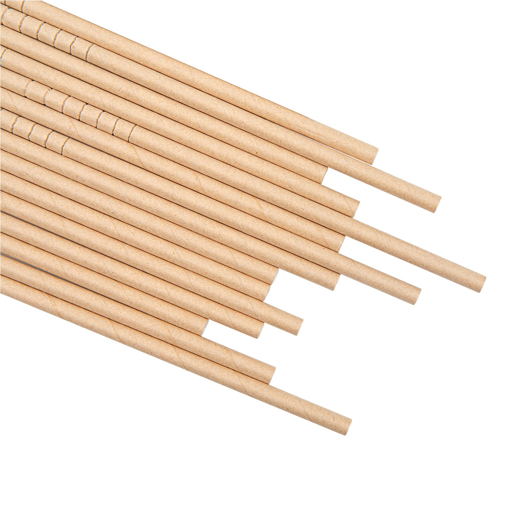 Basic Nature Kraft Paper Bendable Straw - Unwrapped, Biodegradable, 6 mm - 7 3/4" - 1000 count box