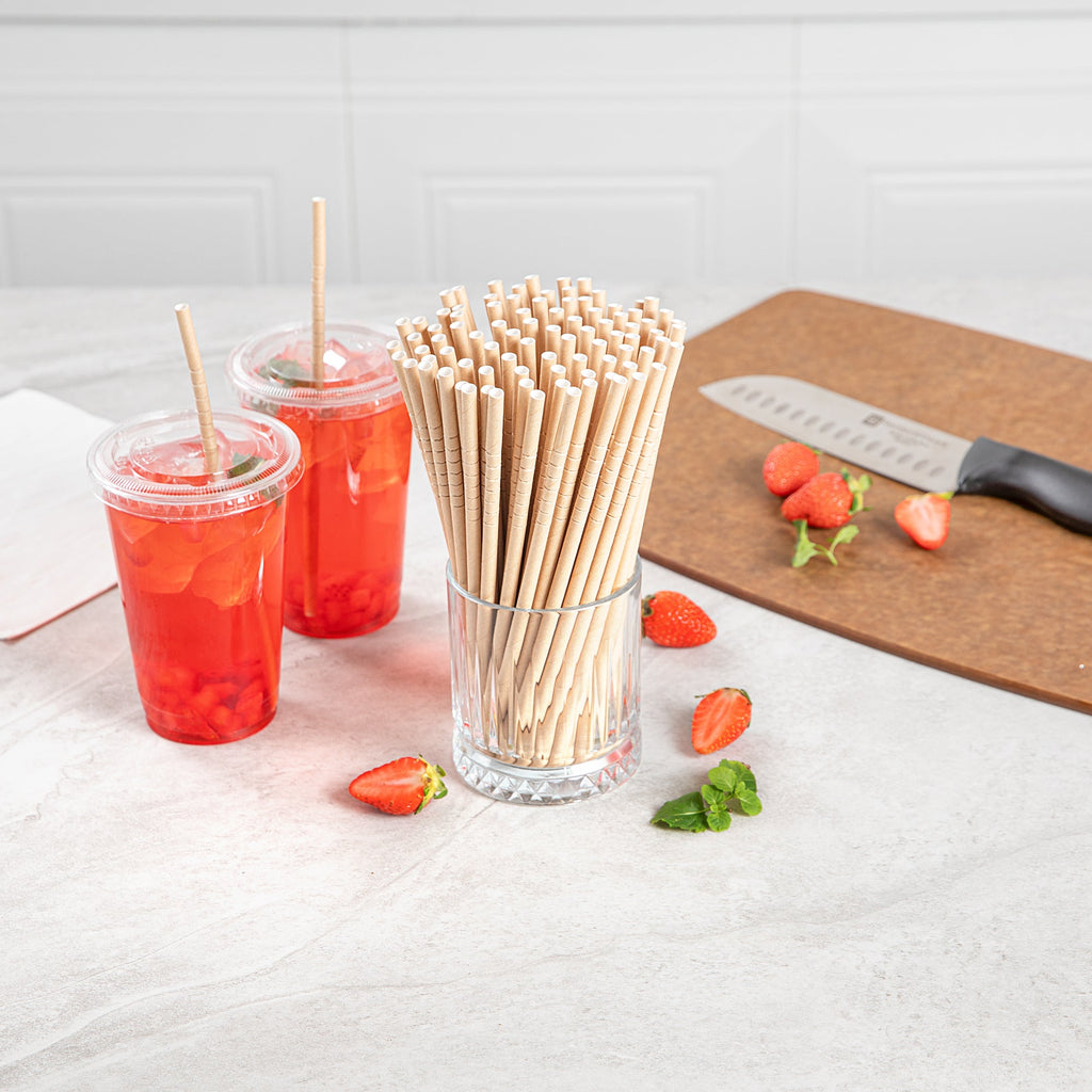 Basic Nature Kraft Paper Bendable Straw - Unwrapped, Biodegradable, 6 mm - 7 3/4" - 1000 count box