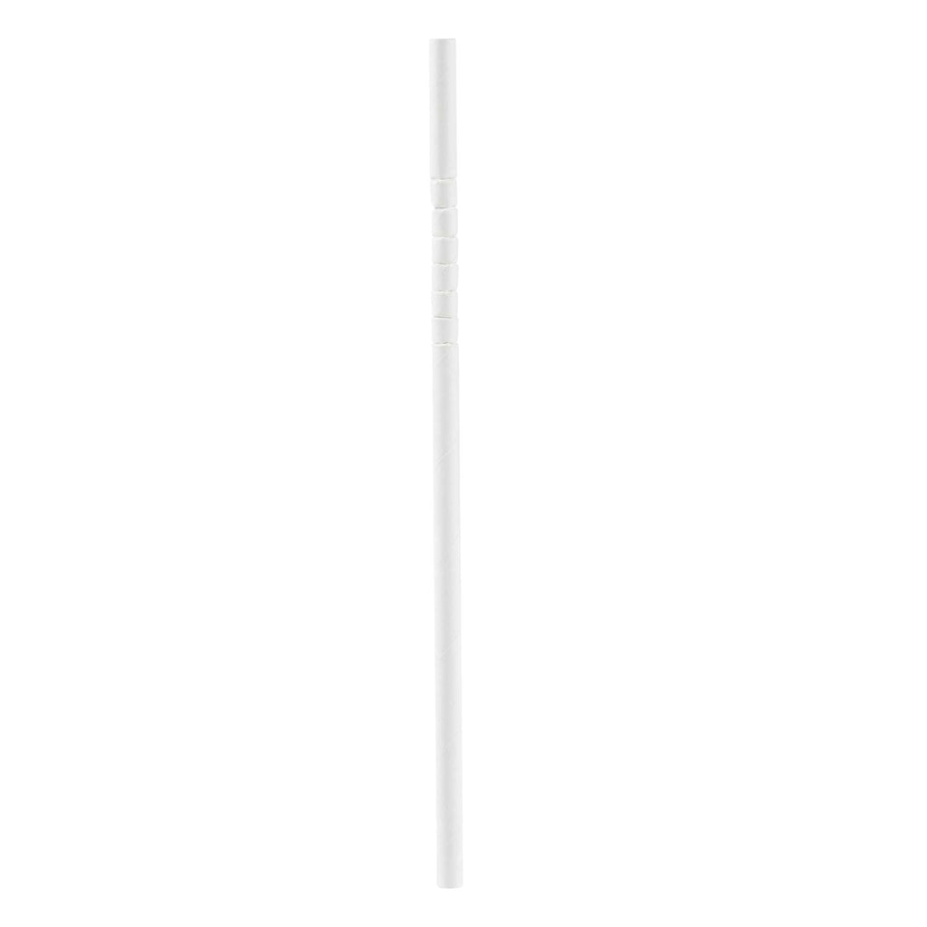 Basic Nature White Paper Bendable Straw - Unwrapped, Biodegradable, 6 mm - 7 3/4" - 100 count box