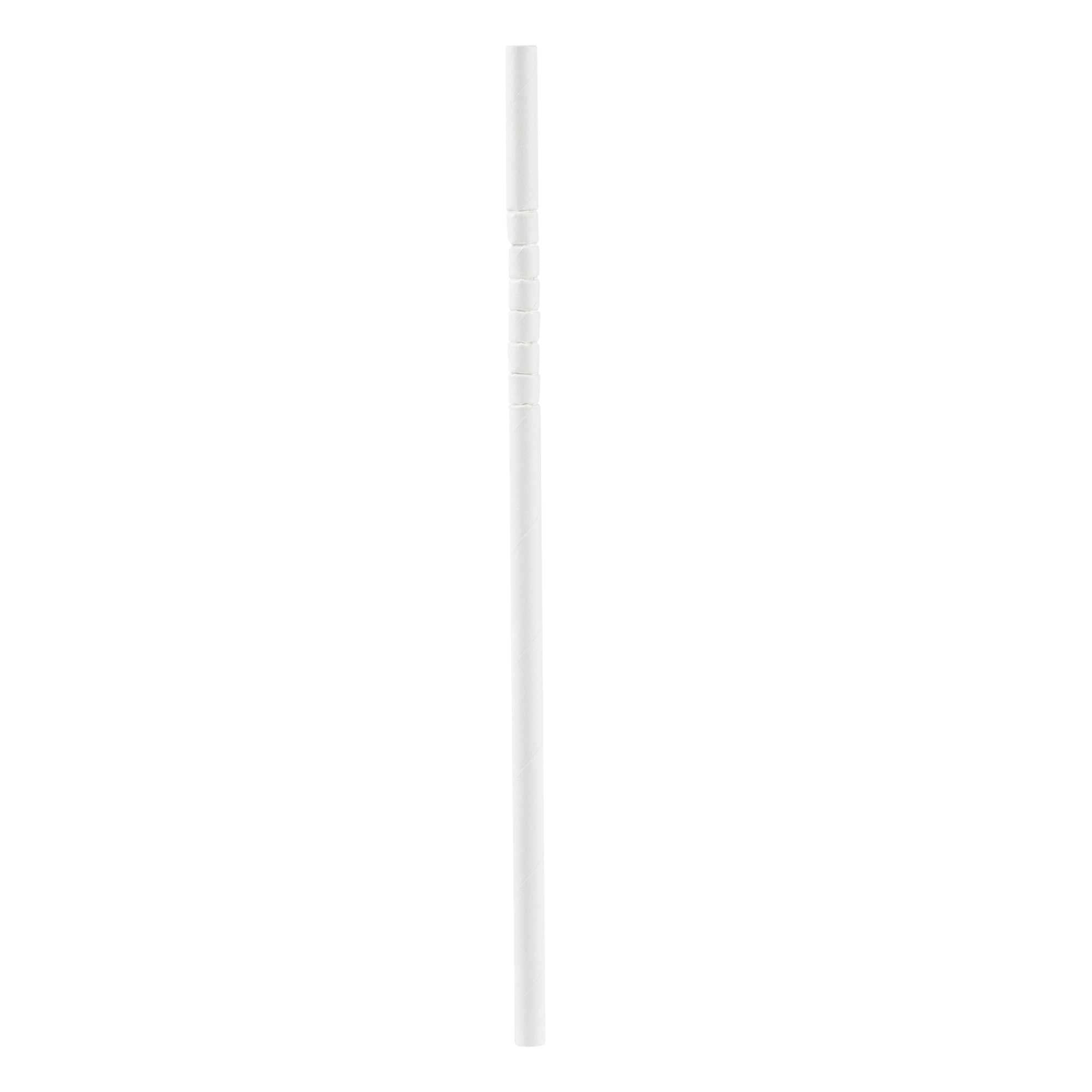 Basic Nature White Paper Bendable Straw - Unwrapped, Biodegradable, 6 mm - 7 3/4" - 100 count box