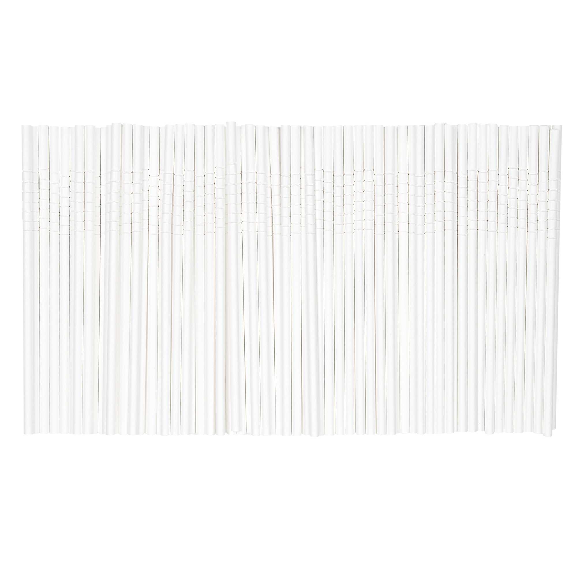 Basic Nature White Paper Bendable Straw - Unwrapped, Biodegradable, 6 mm - 7 3/4" - 100 count box