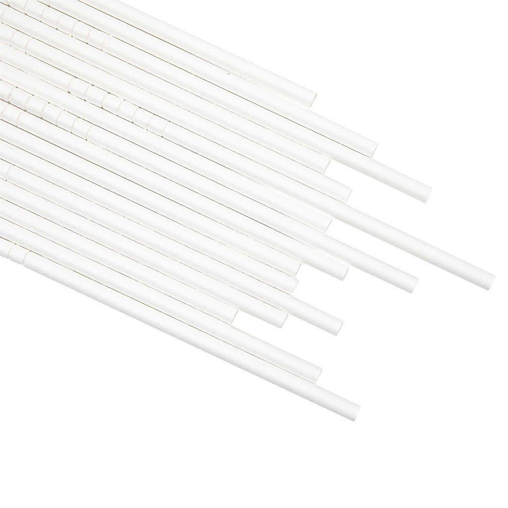 Basic Nature White Paper Bendable Straw - Unwrapped, Biodegradable, 6 mm - 7 3/4" - 100 count box