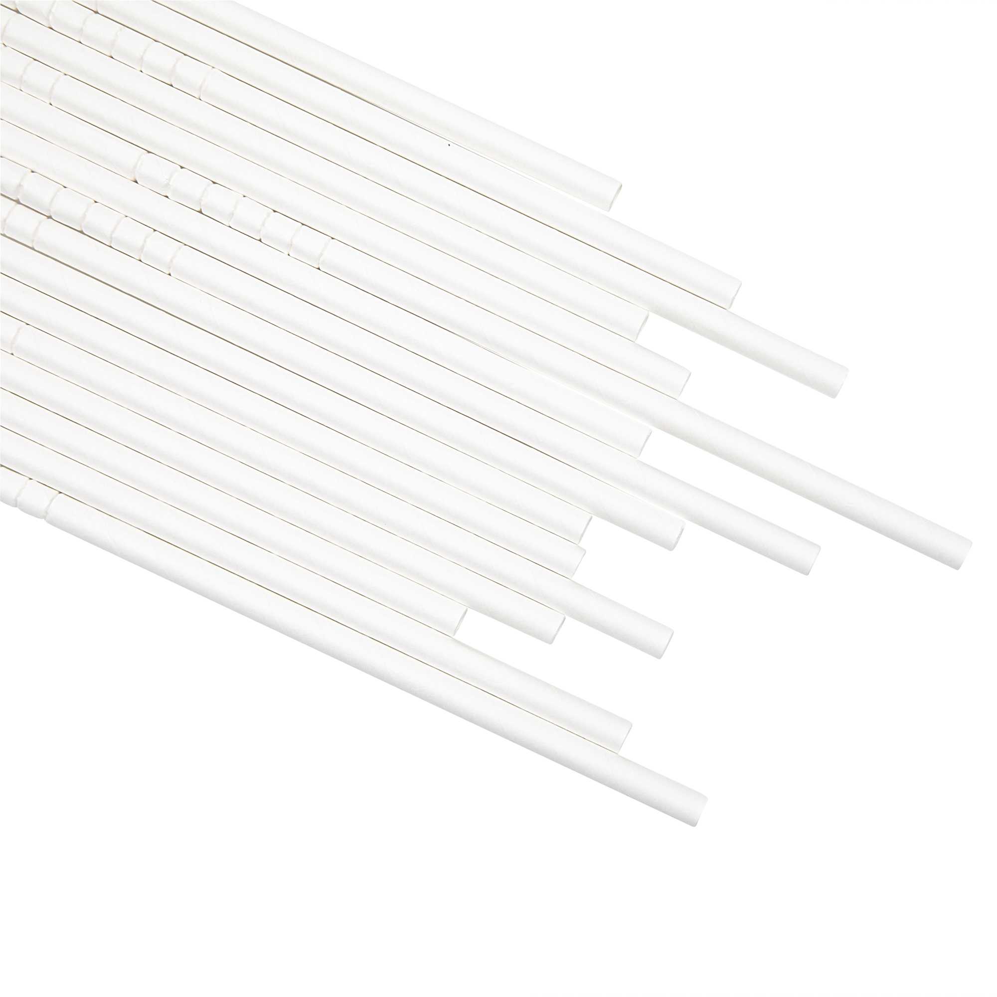 Basic Nature White Paper Bendable Straw - Unwrapped, Biodegradable, 6 mm - 7 3/4" - 100 count box